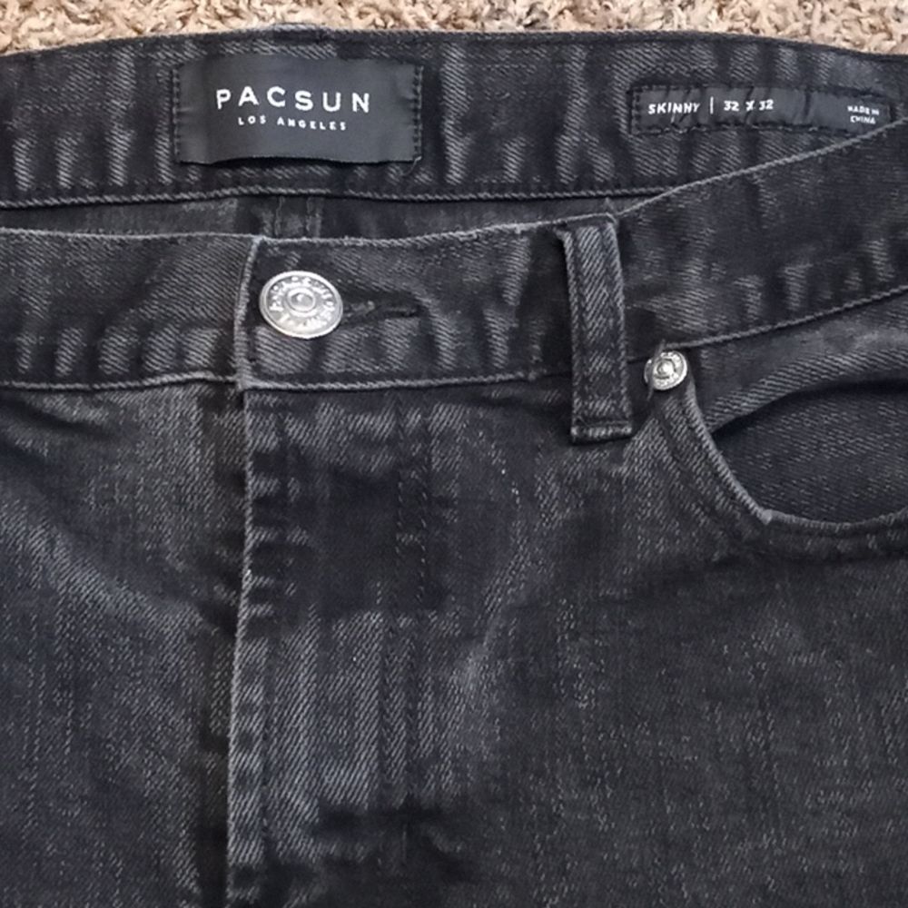 PACSUN MENS SKINNY JEANS BLACK 32x32 PACIFICA SUN WEAR